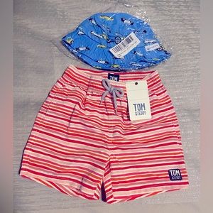 Tom & Teddy Boys Bathing Suit Trunks NWT comes with free hat!